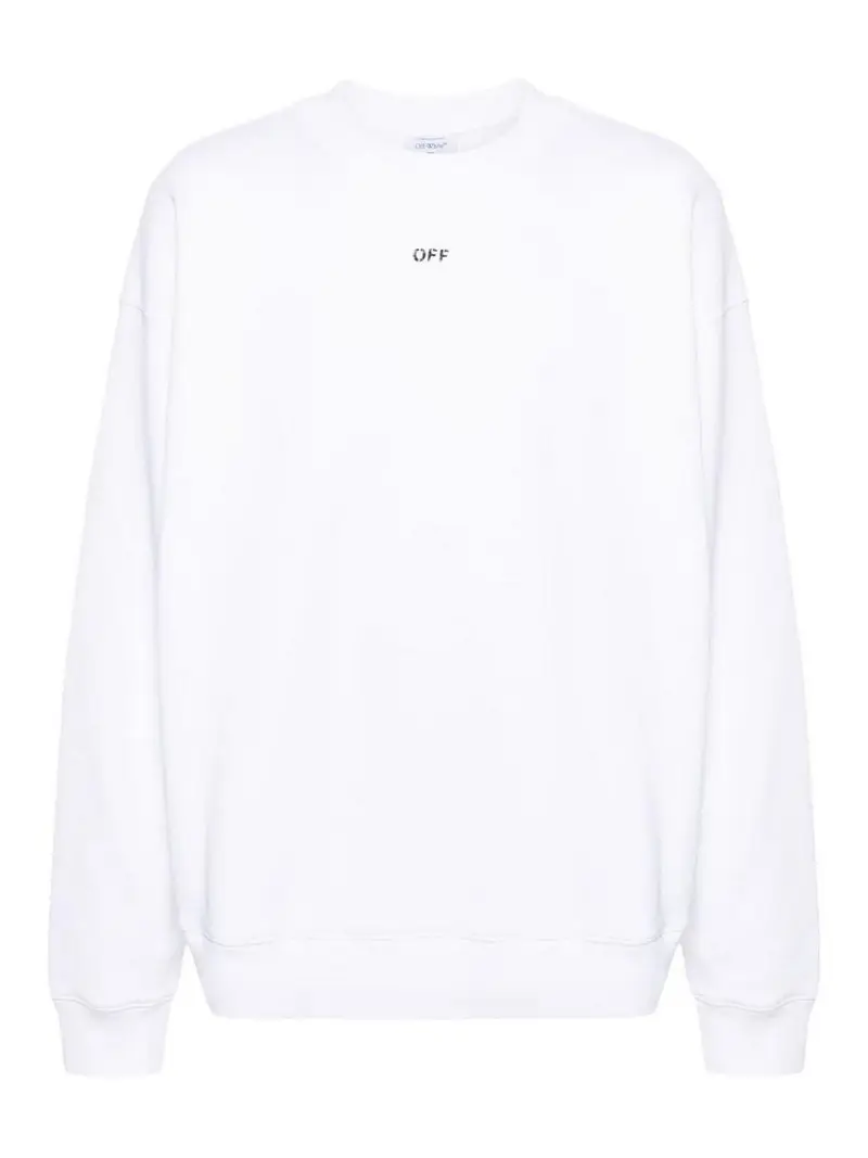 Felpa in cotone con logo ricamato Bianco