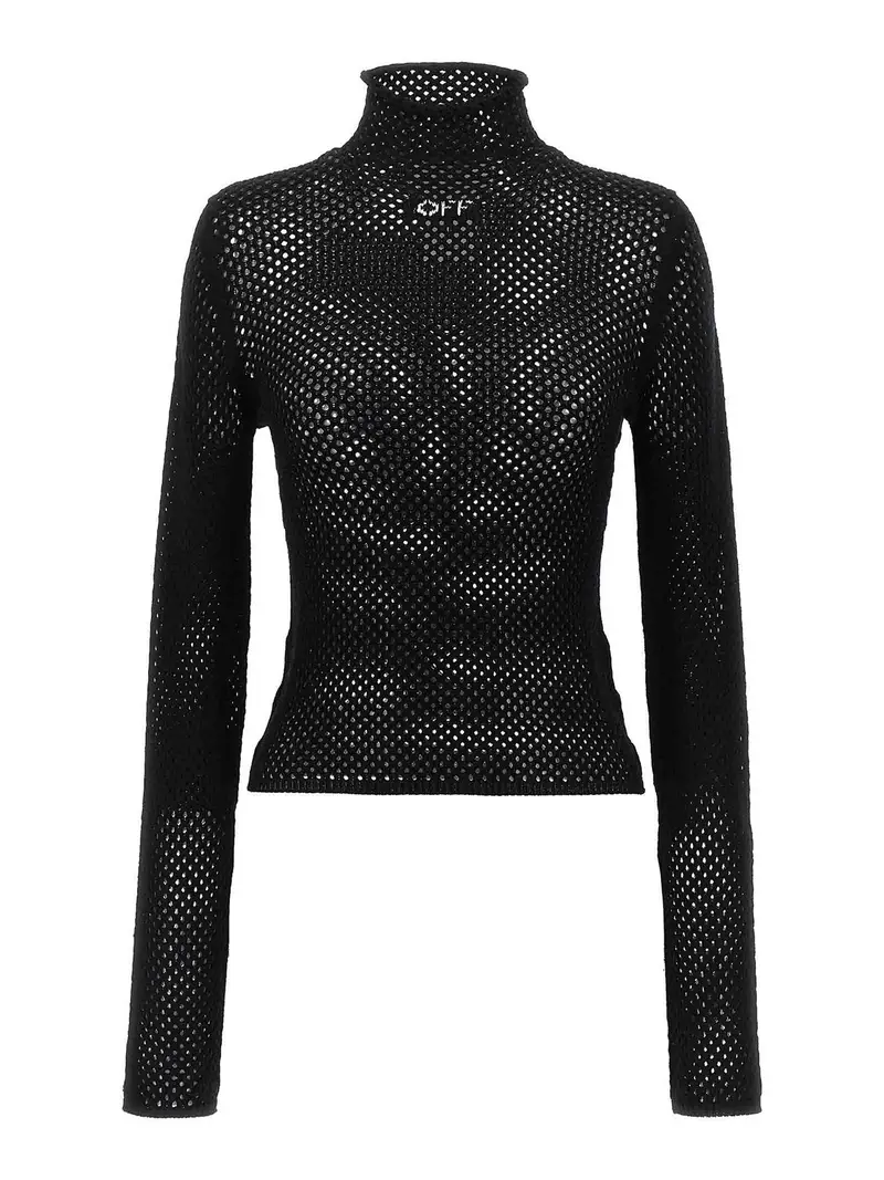 Maglia con logo traforato Nero