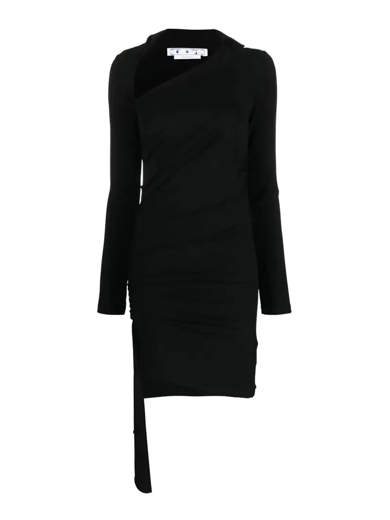 Mini abito in vi-crepe bianco sporco Nero