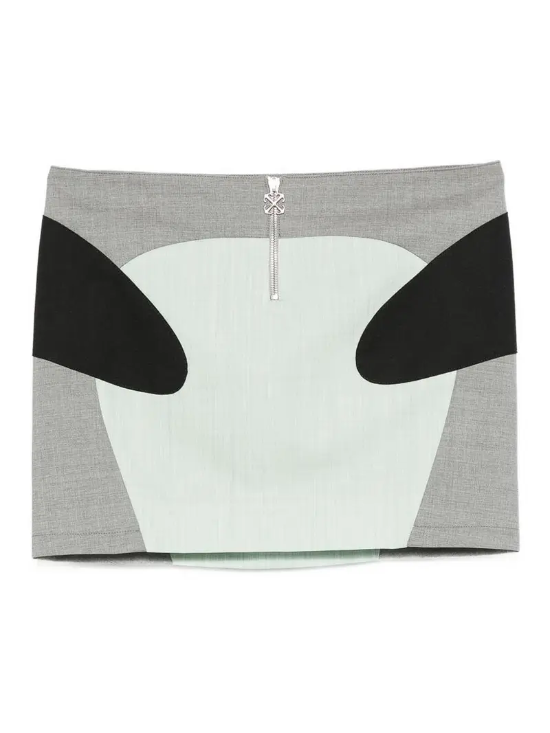 Minigonna Grigia Con Zip Blu