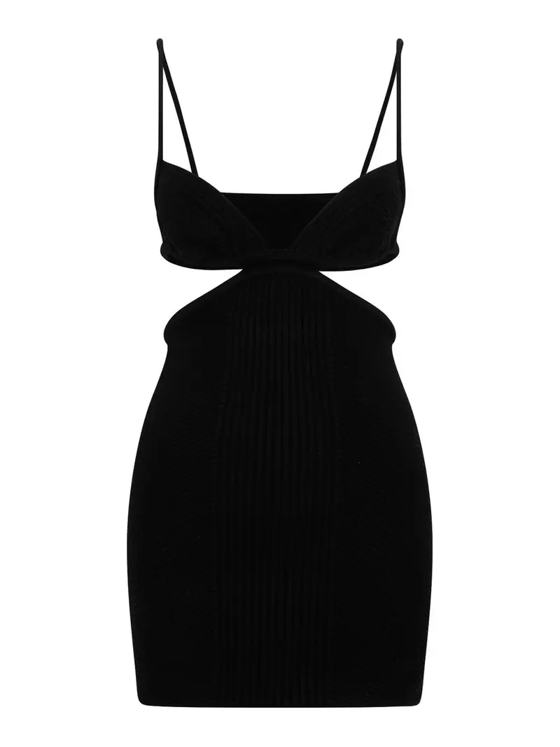 MiniVestito a coste con cut-out Nero