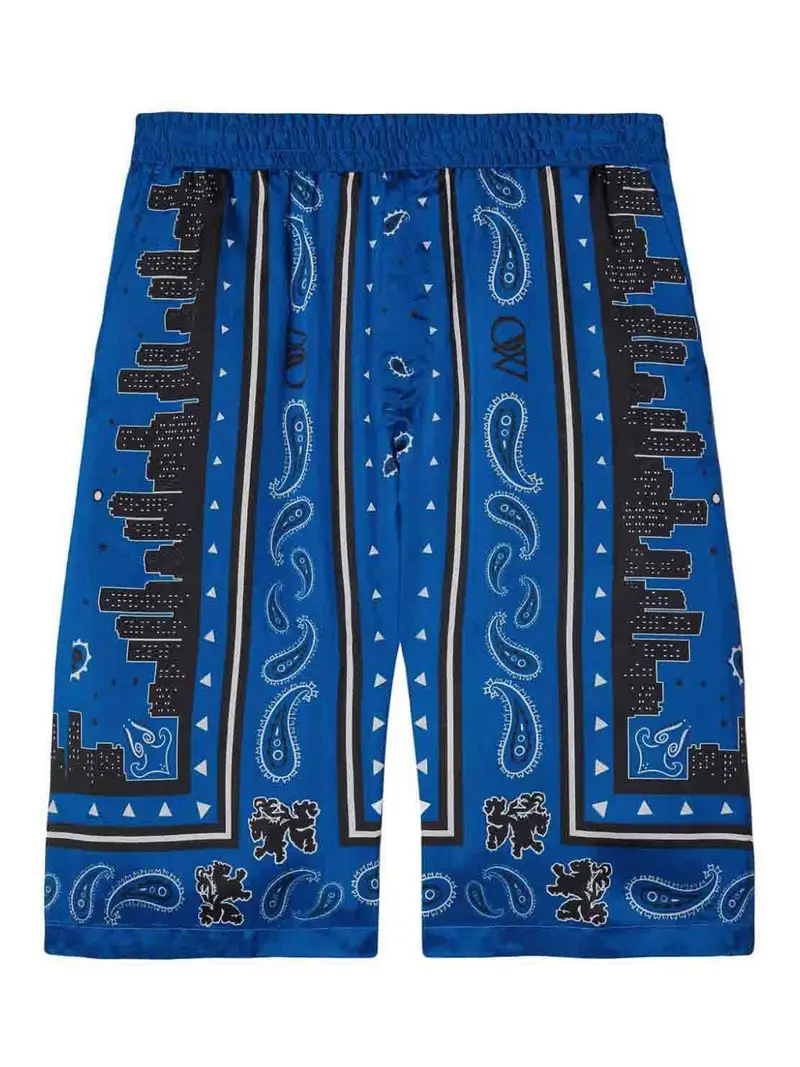 Pantaloncini con stampa Paisley Blu