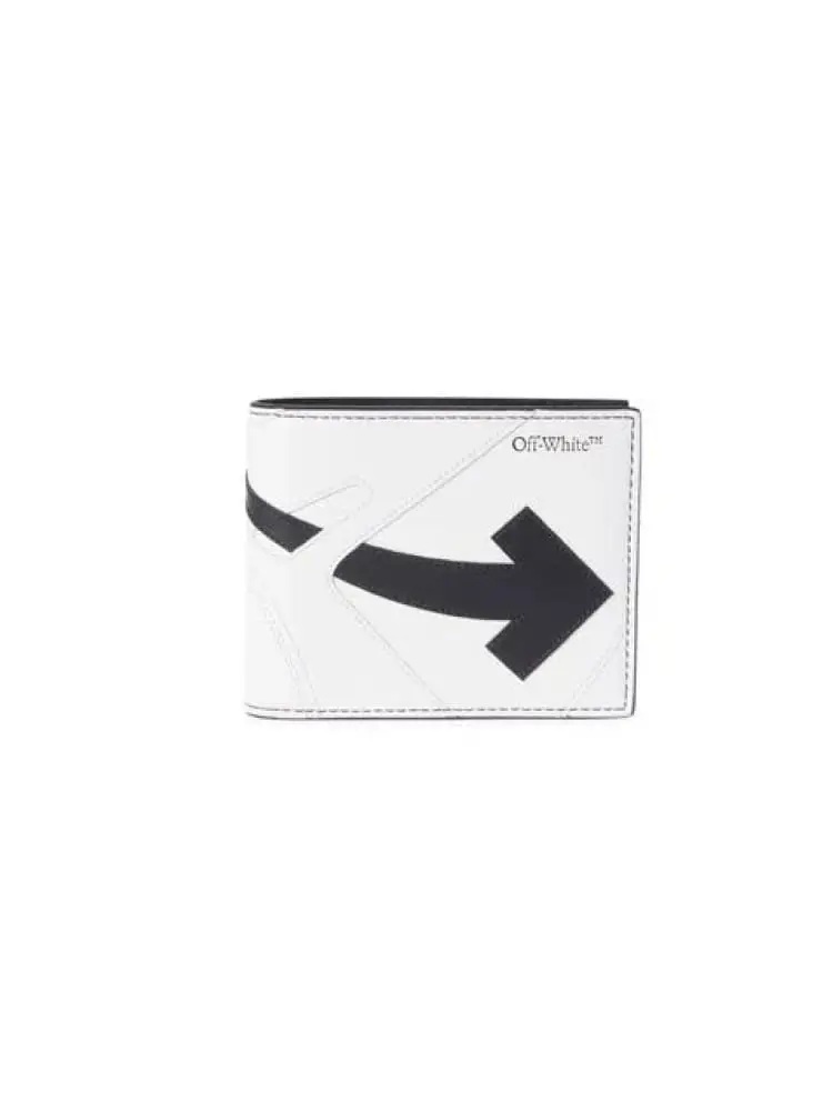 portafoglio bifold in pelle bianca con logo