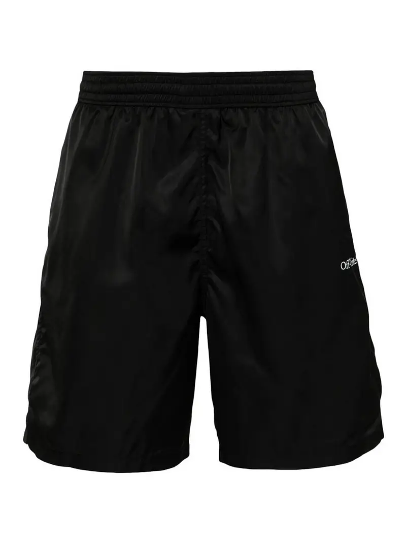 Shorts costume con coulisse con motivo frecce Nero