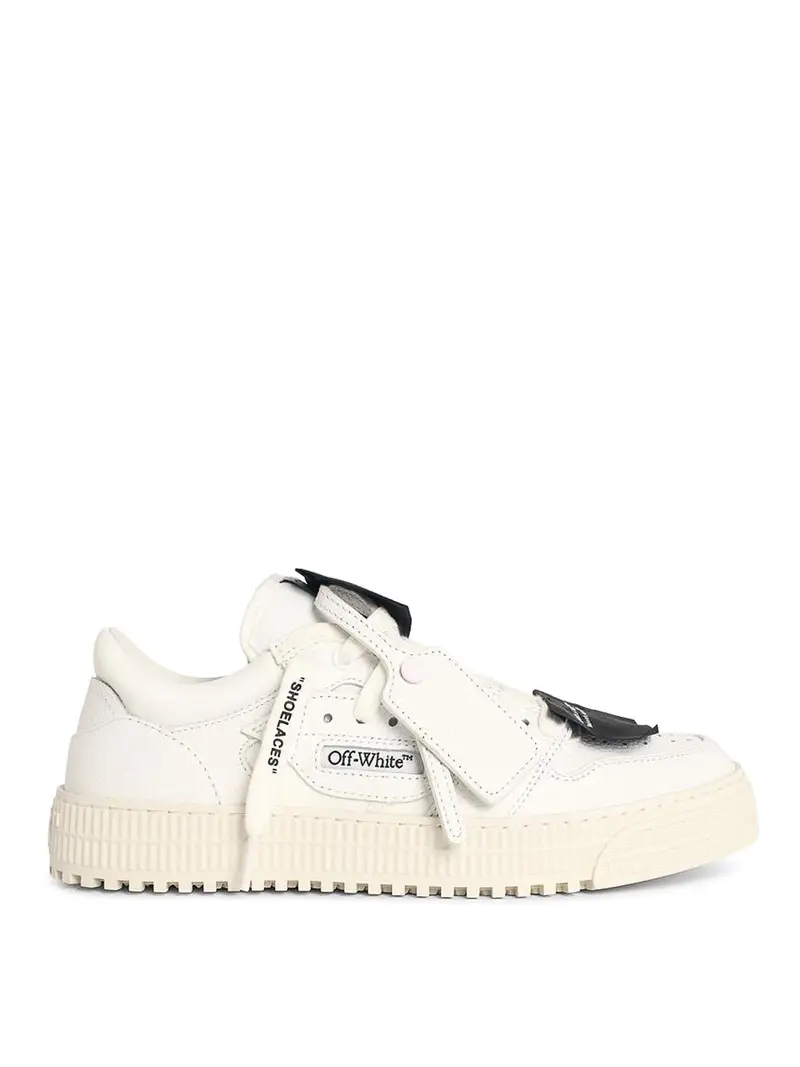 Sneakers basse in misto pelle bianca 30 Court Bianco