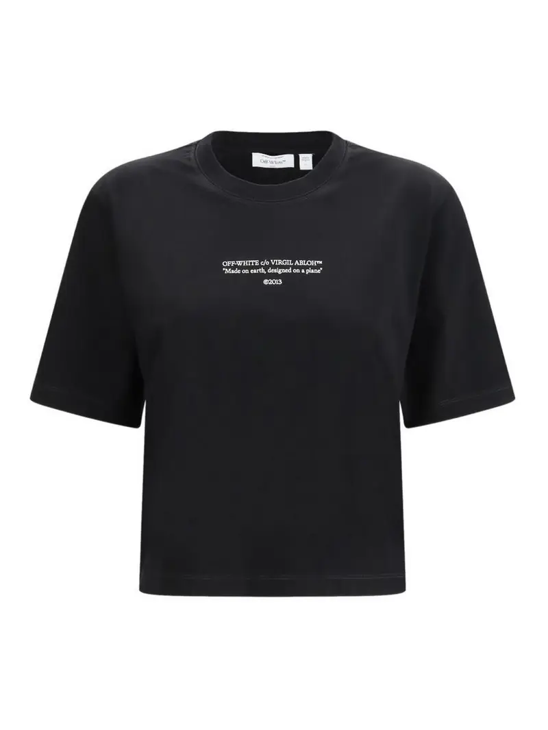 T-shirt nera con grafica sul petto Bianco