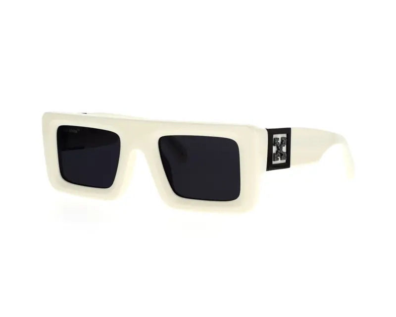 Off-White Unisex OERI049 Leonardo 0107 White dark grey Occhiali da sole Acetato Bianco Grigio Squadrata Normale