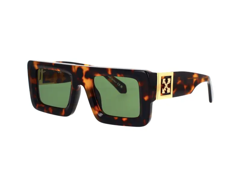 Off-White Unisex OERI049 Leonardo 6055 Havana green Occhiali da sole Acetato Havana Verde Squadrata Normale