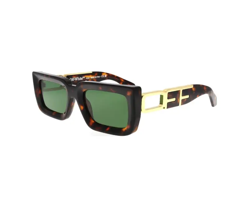 Off-White Unisex OERI073 Boston 6055 Havana green Occhiali da sole Acetato Havana Verde Squadrata Normale