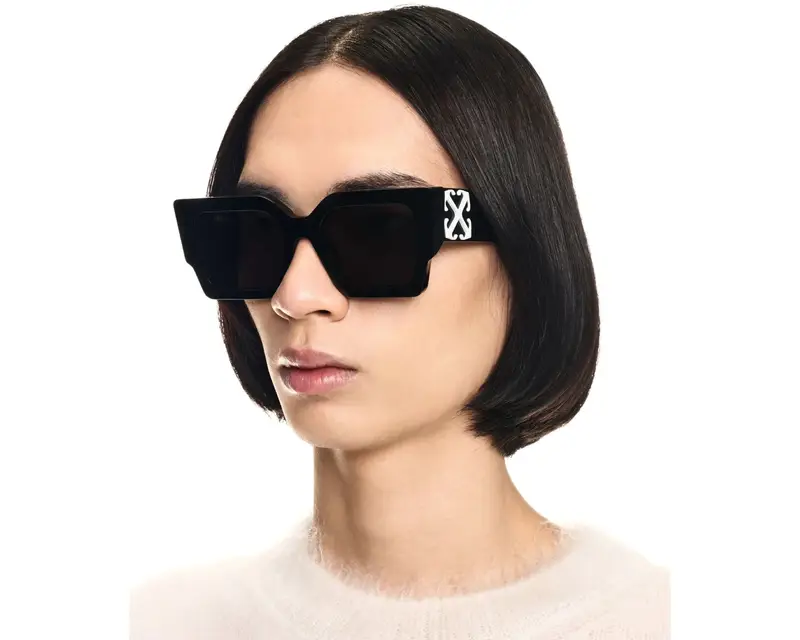 Off-White Unisex OERI128 Catalina 1007 black dark grey Occhiali da sole Acetato Nero Grigio Squadrata Normale miniatura 3