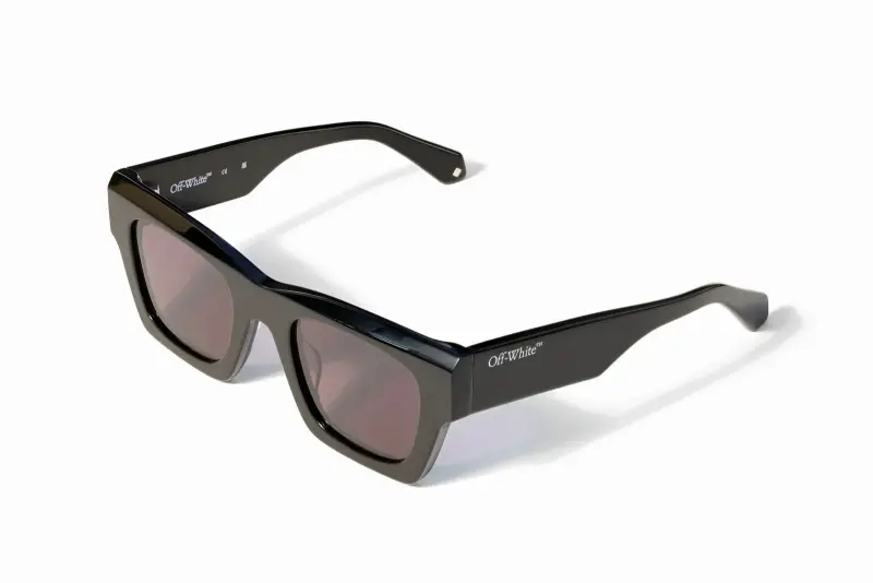 Unisex Off-White OW1006 DAVIE 1007 Occhiali da sole Acetato Nero Fumo Squadrata Normale