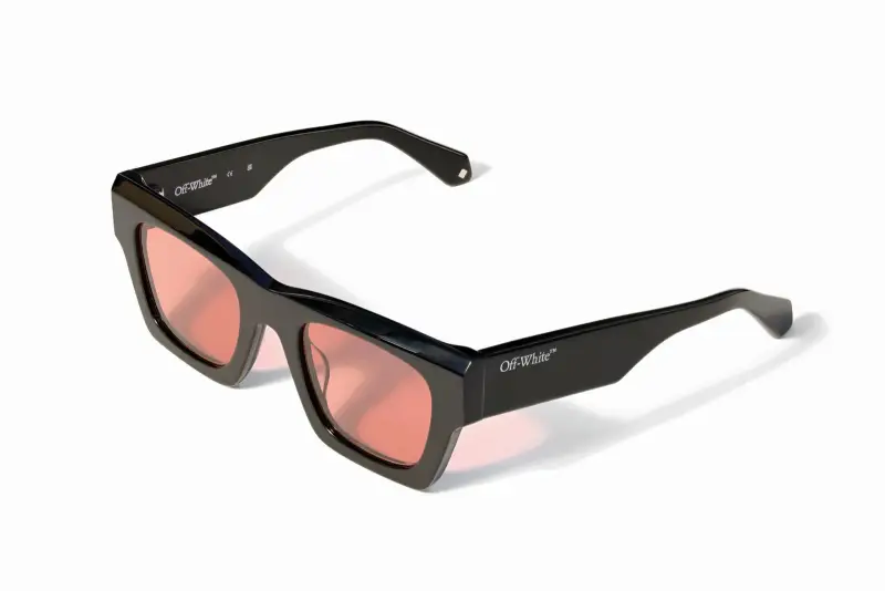 Unisex Off-White OW1006 DAVIE 1025 Occhiali da sole Acetato Nero Rosso Squadrata Normale