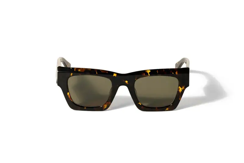 Unisex Off-White OW1006 DAVIE 6055 Occhiali da sole Acetato Havana Verde Squadrata Normale miniatura 2