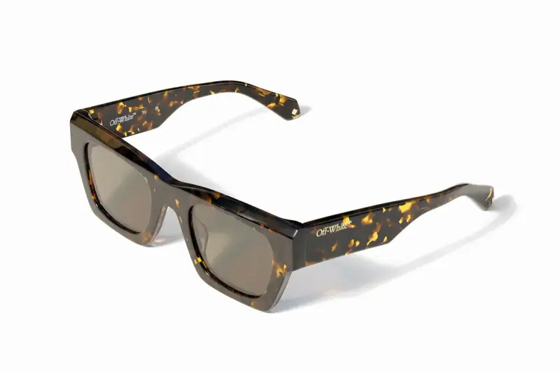 Unisex Off-White OW1006 DAVIE 6055 Occhiali da sole Acetato Havana Verde Squadrata Normale