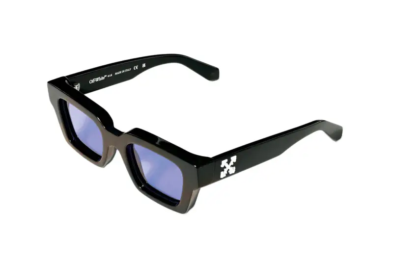 Unisex Off-White OW1022 VIRGIL 1037 Occhiali da sole Acetato Nero Azzurro Squadrata Normale