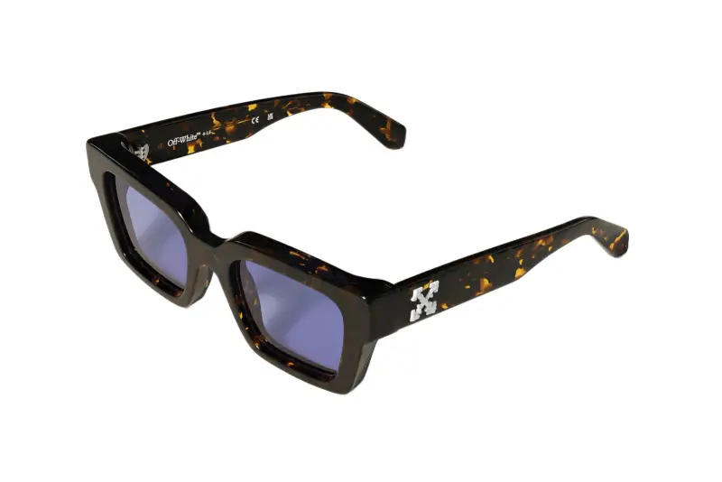 Unisex Off-White OW1022 VIRGIL 2507 Occhiali da sole Acetato Havana Azzurro Squadrata Normale