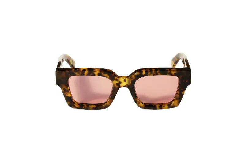 Unisex Off-White OW1022 VIRGIL 6045 Occhiali da sole Acetato Havana Giallo Viola Squadrata Normale miniatura 2