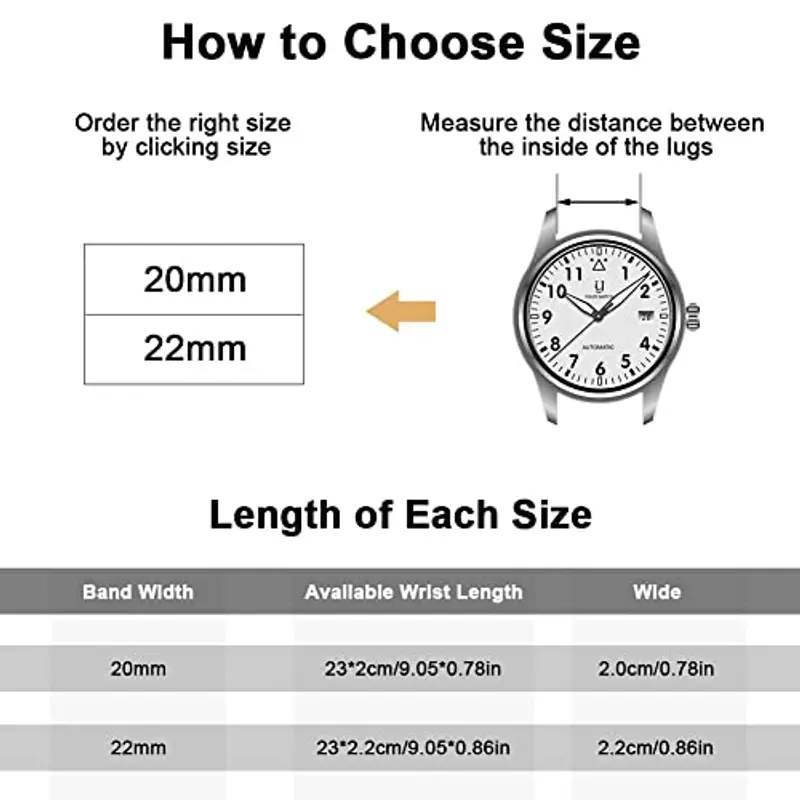 OFFCUP Cinturino per Orologio, Cinturino in Acciaio Inossidabile, 22 20mm Cinturino a Sgancio Rapido, Orologio miniatura 3