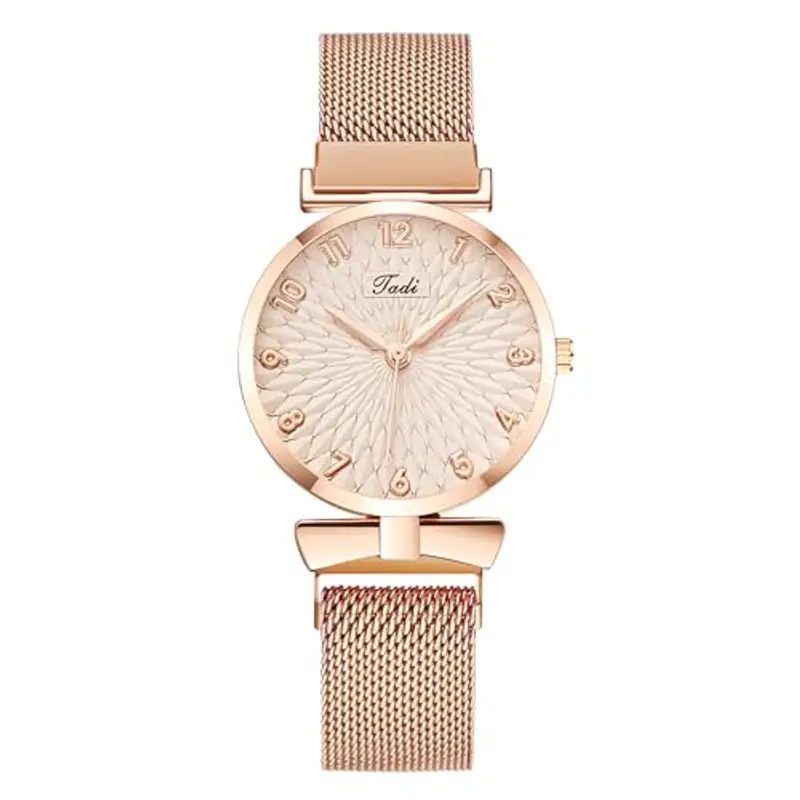 OFFCUP Orologio da Donna, Orologio Analogico al Quarzo Donna, Orologio da Polso Donna Con Cinturino in Acciaio Inossidabile Classico Casual, Movimento a Tre Lancette, Cassa da 29.5MM- Oro rosa