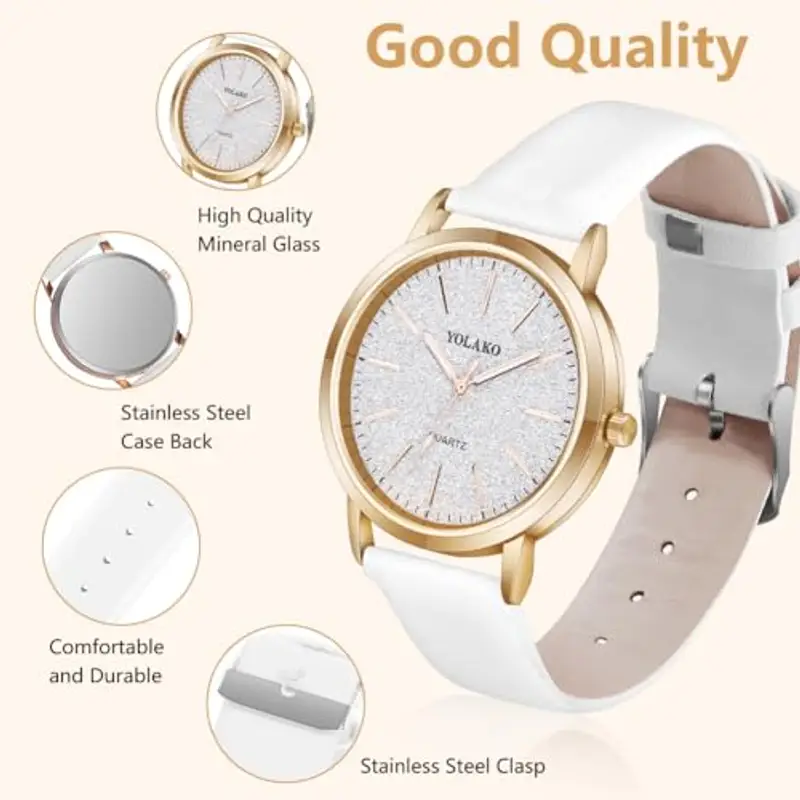 OFFCUP Orologio da Donna, Orologio Analogico al Quarzo Donna, Orologio da Polso Donna Con Cinturino in Pelle Classico miniatura 3