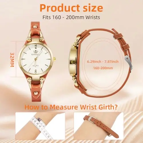 OFFCUP Orologio da Donna, Orologio Analogico Al Quarzo Donna, Orologio da Polso Donna Con Cinturino in Pelle Classico miniatura 2