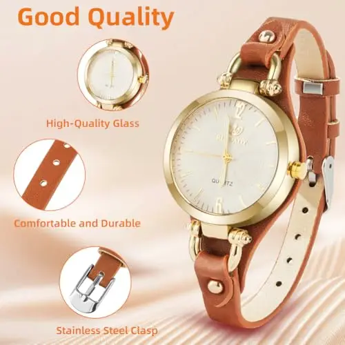 OFFCUP Orologio da Donna, Orologio Analogico Al Quarzo Donna, Orologio da Polso Donna Con Cinturino in Pelle Classico miniatura 3