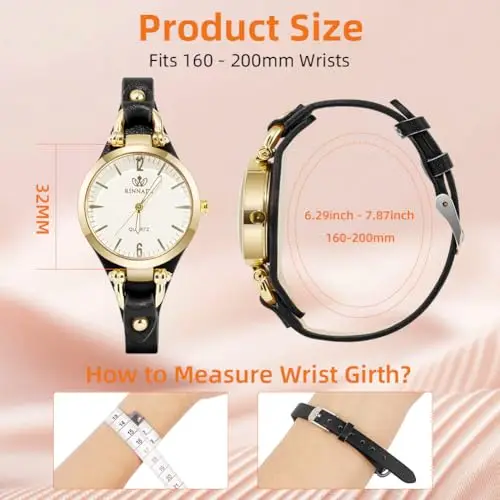 OFFCUP Orologio da Donna, Orologio Analogico Al Quarzo Donna, Orologio da Polso Donna Con Cinturino in Pelle Classico miniatura 2