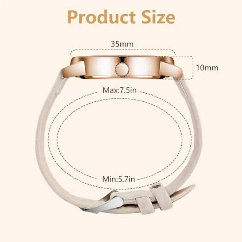 OFFCUP Orologio da Donna, Orologio Analogico al Quarzo Donna, Orologio da Polso Donna Con Cinturino in Pelle Classico Business Casual, Movimento a Tre Lancette -Beige miniatura 2