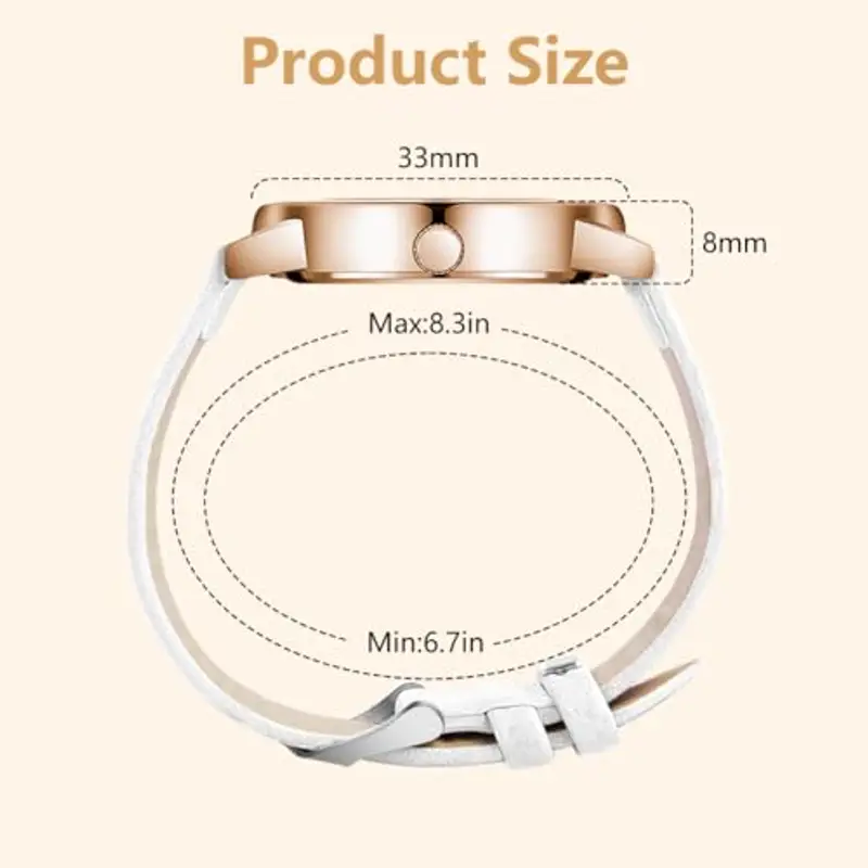 OFFCUP Orologio da Donna, Orologio Analogico al Quarzo Donna, Orologio da Polso Donna Con Cinturino in Pelle Classico Business Casual, Movimento a Tre Lancette -Bianco miniatura 2