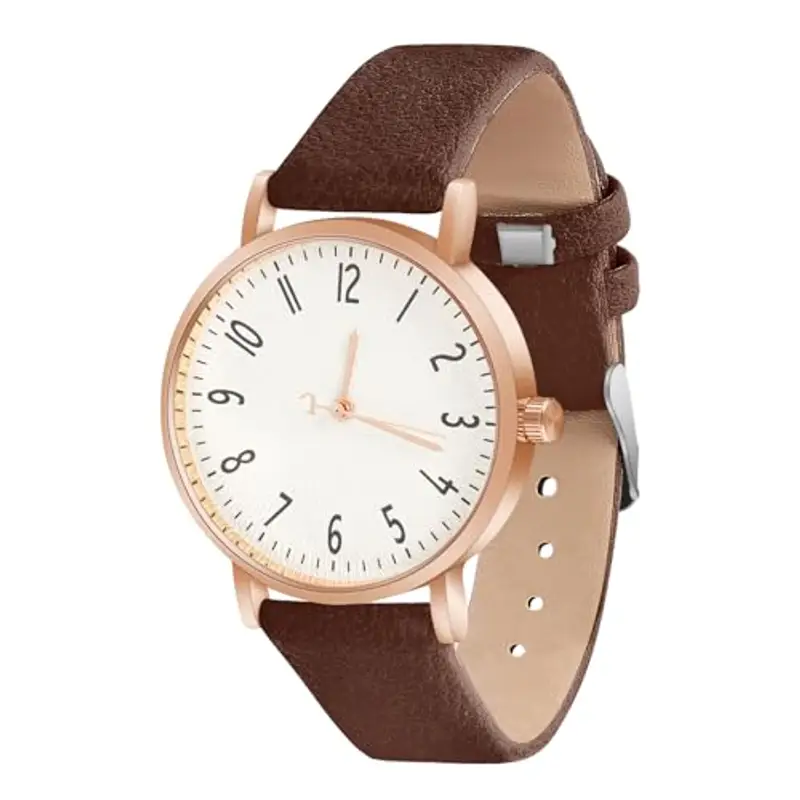 OFFCUP Orologio da Donna, Orologio Analogico al Quarzo Donna, Orologio da Polso Donna Con Cinturino in Pelle Classico Business Casual, Movimento a Tre Lancette -Marrone