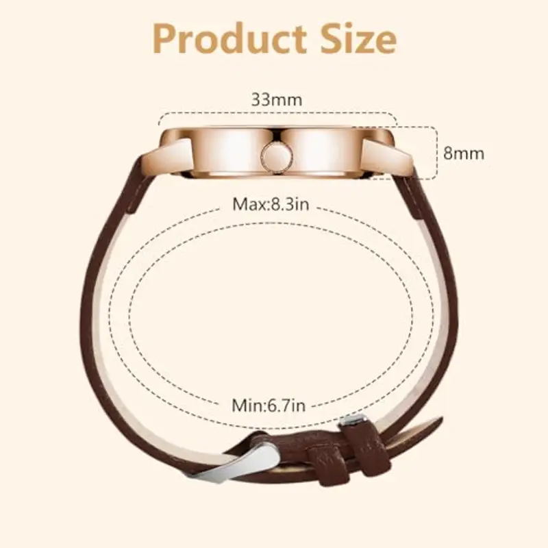 OFFCUP Orologio da Donna, Orologio Analogico al Quarzo Donna, Orologio da Polso Donna Con Cinturino in Pelle Classico Business Casual, Movimento a Tre Lancette -Marrone miniatura 2