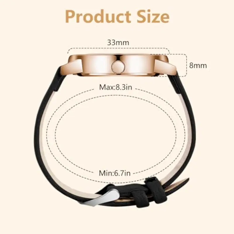 OFFCUP Orologio da Donna, Orologio Analogico al Quarzo Donna, Orologio da Polso Donna Con Cinturino in Pelle Classico Business Casual, Movimento a Tre Lancette -Nero miniatura 2