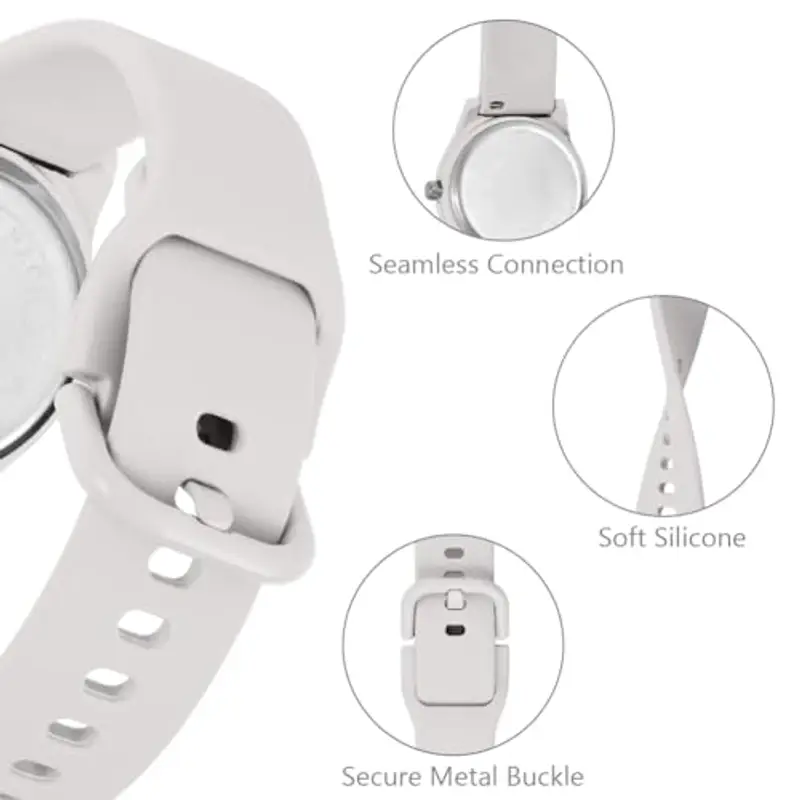 OFFCUP Orologio da Donna, Orologio Analogico al Quarzo Donna, Orologio da Polso Donna Con Cinturino in Silicone Casual O Attività Sportive, Movimento a Tre Lancette, Cassa da 38MM -Grigio Chiaro miniatura 3