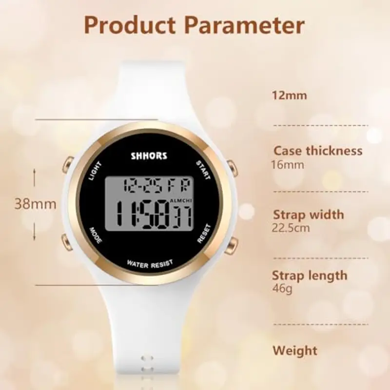 OFFCUP Orologio da Donna, Orologio Digitale da Orologio da Polso con Sveglia Display Notturno Luce LED Cronometro miniatura 2