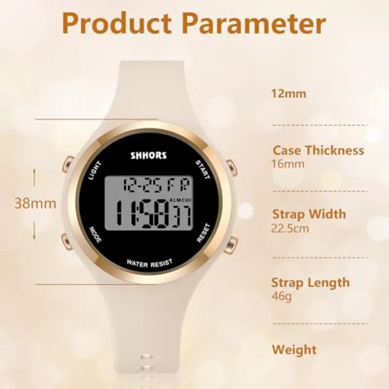 OFFCUP Orologio da Donna, Orologio Digitale da Orologio da Polso con Sveglia Display Notturno Luce LED Cronometro miniatura 2