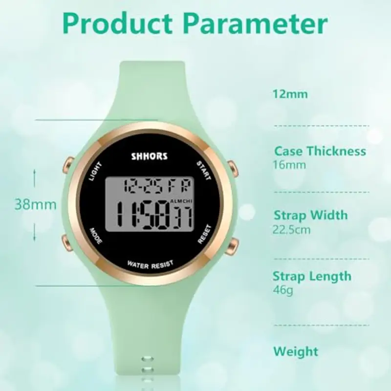 OFFCUP Orologio da Donna, Orologio Digitale da Orologio da Polso con Sveglia Display Notturno Luce LED Cronometro miniatura 2