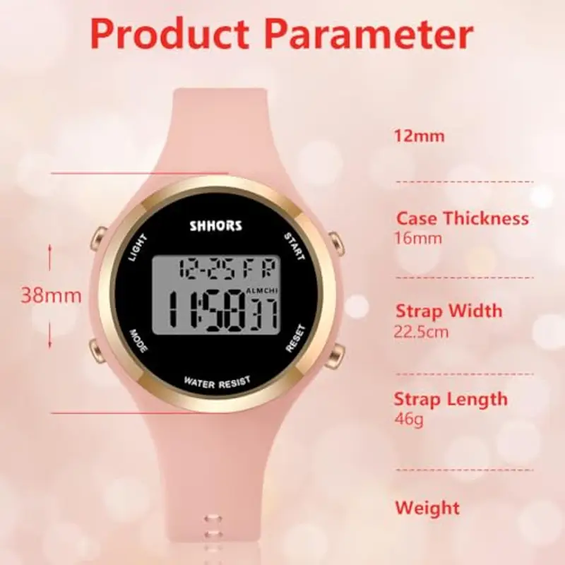 OFFCUP Orologio da Donna, Orologio Digitale da Orologio da Polso con Sveglia Display Notturno Luce LED Cronometro miniatura 2