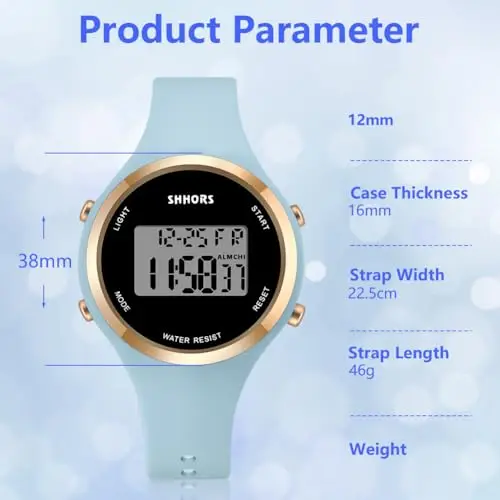 OFFCUP Orologio da Donna, Orologio Digitale da Orologio da Polso con Sveglia Display Notturno Luce LED Cronometro miniatura 2