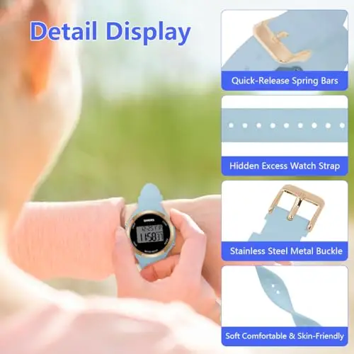 OFFCUP Orologio da Donna, Orologio Digitale da Orologio da Polso con Sveglia Display Notturno Luce LED Cronometro miniatura 3