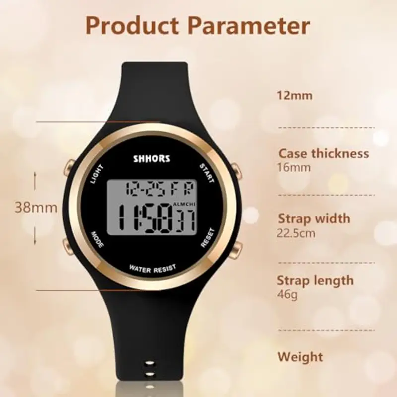 OFFCUP Orologio da Donna, Orologio Digitale da Orologio da Polso con Sveglia Display Notturno Luce LED Cronometro Calendario Donna Con Cinturino in Silicone Casual O Attività Sportivo miniatura 2