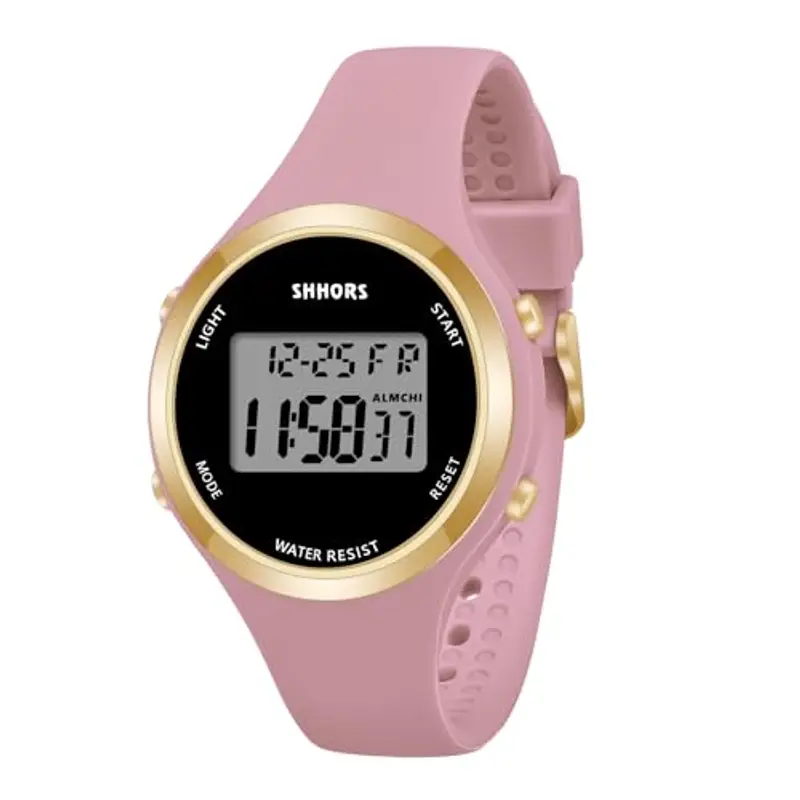OFFCUP Orologio da Donna, Orologio Digitale da Orologio da Polso con Sveglia Display Notturno Luce LED Cronometro Calendario Donna Con Cinturino in Silicone Casual O Attività Sportivo