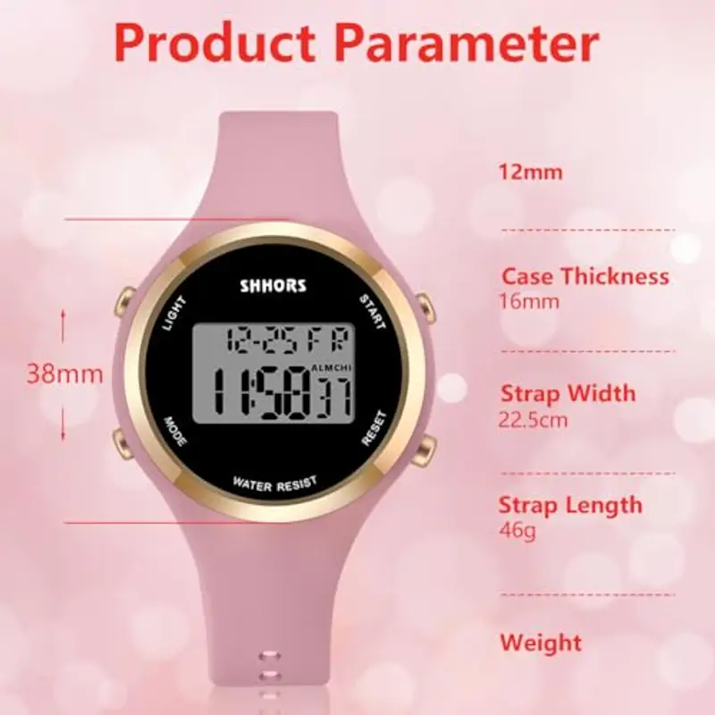 OFFCUP Orologio da Donna, Orologio Digitale da Orologio da Polso con Sveglia Display Notturno Luce LED Cronometro Calendario Donna Con Cinturino in Silicone Casual O Attività Sportivo miniatura 2