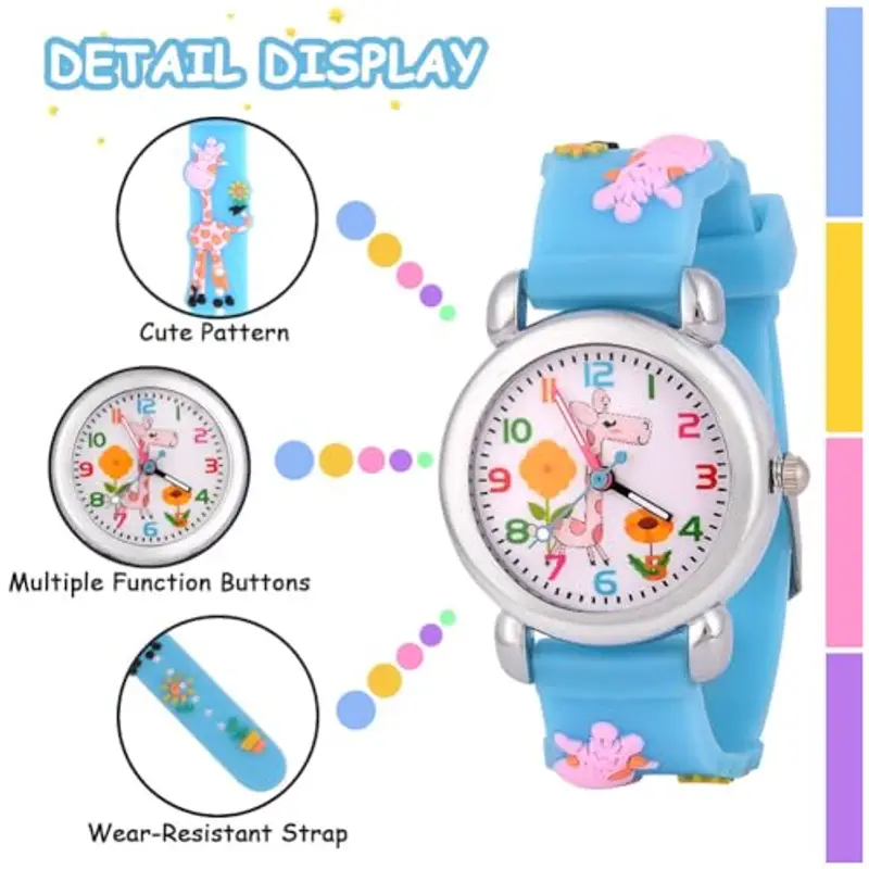 OFFCUP Orologio da Polso per Ragazzi e Ragazze, Orologio per Bambini Movimento al Quarzo, Orologio Educativo 3D Cartone miniatura 3