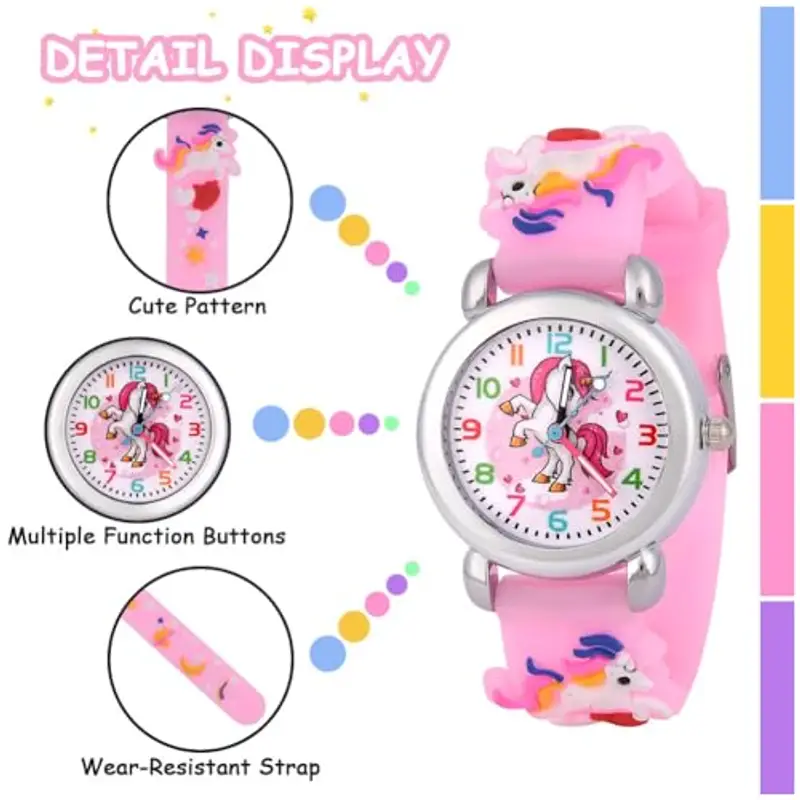 OFFCUP Orologio da Polso per Ragazzi e Ragazze, Orologio per Bambini Movimento al Quarzo, Orologio Educativo 3D Cartone miniatura 3