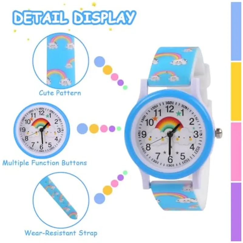 OFFCUP Orologio da Polso per Ragazzi e Ragazze, Orologio per Bambini Movimento al Quarzo Orologio Educativo 3D Cartone miniatura 3