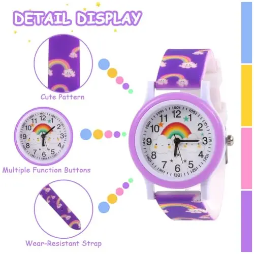 OFFCUP Orologio da Polso per Ragazzi e Ragazze, Orologio per Bambini Movimento al Quarzo, Orologio Educativo 3D Cartone miniatura 3