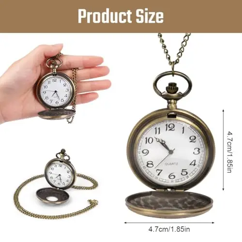 OFFCUP Orologio da Tasca Numeri Romani, Orologio da Taschino Uomo con Catena Vintage Quarzo da Tasca Collana Ideale miniatura 2