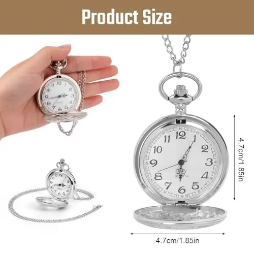 OFFCUP Orologio da Tasca Numeri Romani, Orologio da Taschino Uomo con Catena Vintage Quarzo da Tasca Collana Ideale miniatura 2