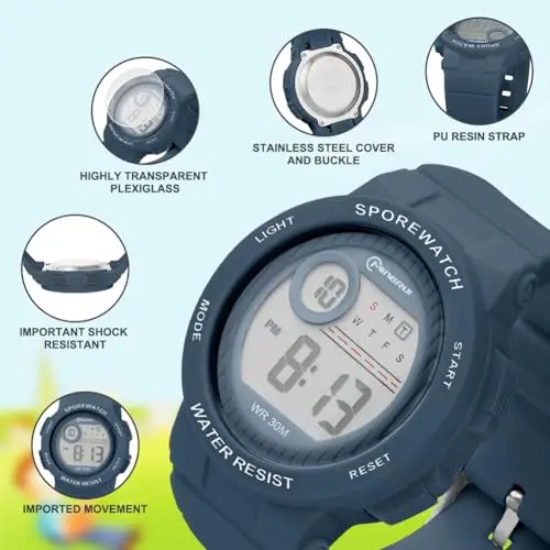 OFFCUP Orologio Digitale per Bambini, Cartoni Waterproof, orologio per bambini, Orologio da Polso Sportivo miniatura 3