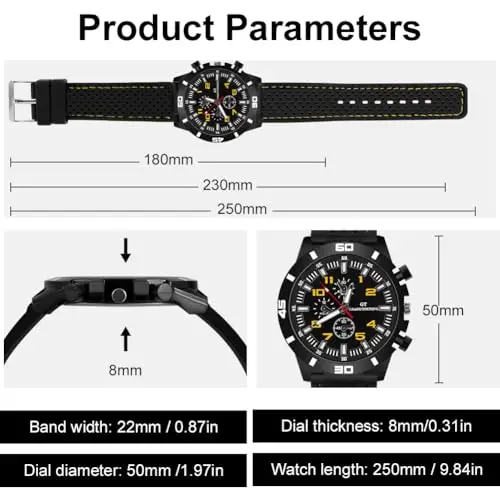 OFFCUP Orologio Uomo Analogico al Quarzo Cronografo Casual Sportivo Classico Elegante con Cinturino in Silicone miniatura 2